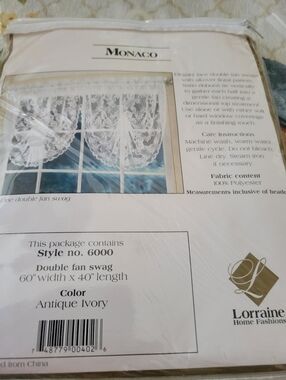 Monaco Antique Ivory Double Fan Swag -